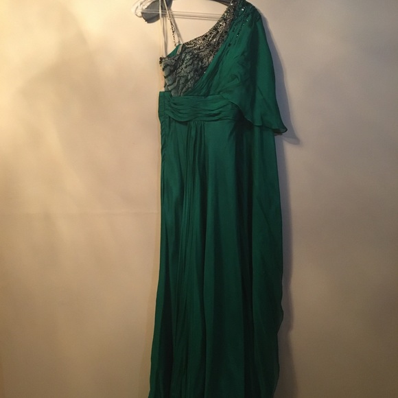 Alberto Makali Green Long Silk Gown Size 8 - Picture 2 of 16